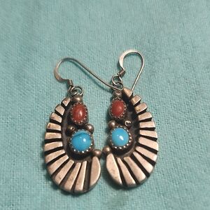Silver and Turquoise Earrings..native American